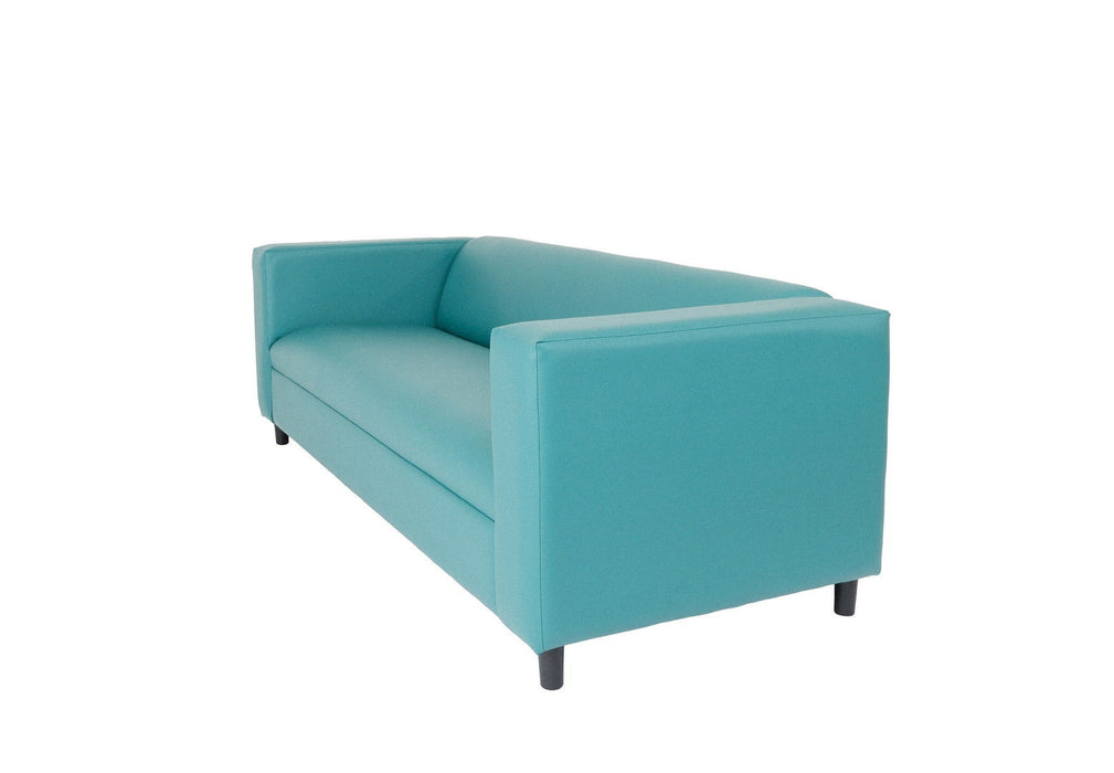 Sofa 84" - Blue Faux Leather And Black