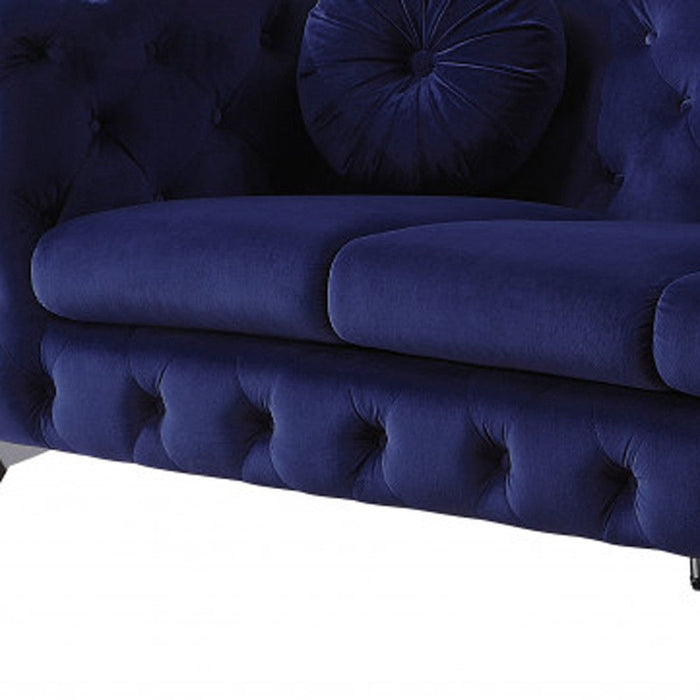 Sofa 90" - Blue Velvet And Black