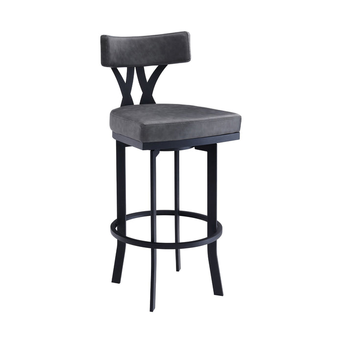 Faux Leather And Iron Counter Height Bar Chair 38" - Gray