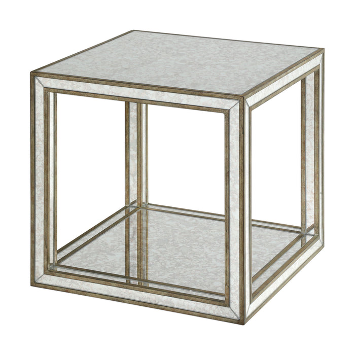 Julie - Mirrored Accent Table - Pearl Silver