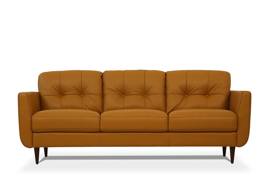 Sofa 83" - Camel Leather And Black