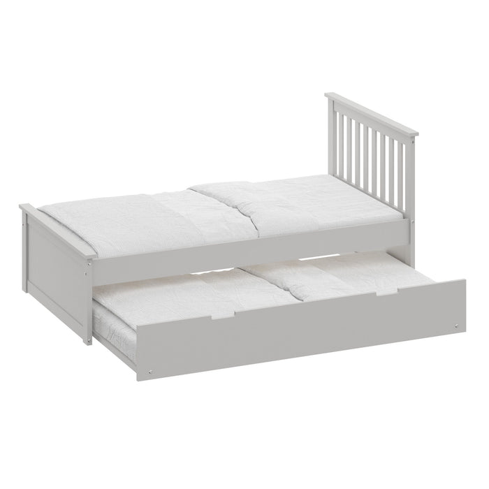 Solid Wood Twin Bed With Pull Out Trundle - Gray