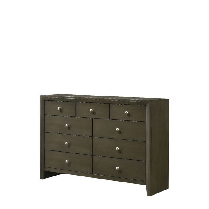 Manufactured Wood Nine Drawer Standard Dresser 55" - Gray Finish