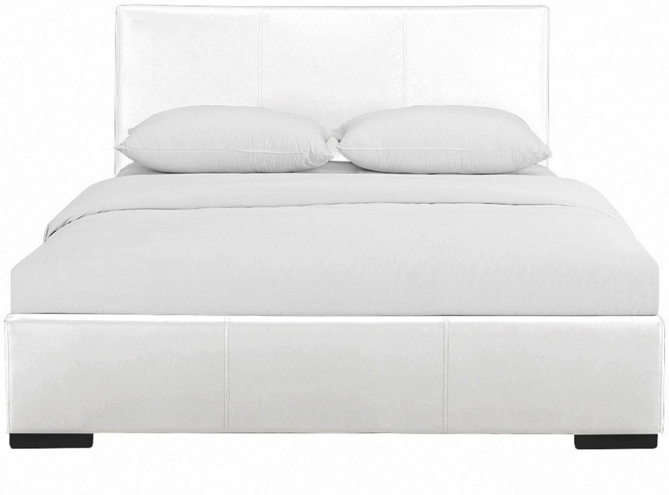 Upholstered Queen Platform Bed - White