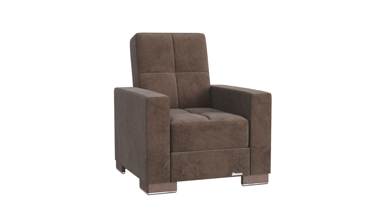 Tufted Microfiber Convertible Chair 36" - Brown