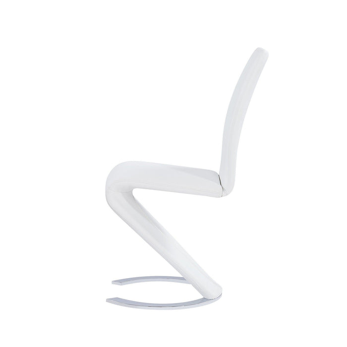 Z-Shape Design Dining Chairs With Horse Shoe Shape Base (Set of 2) - White
