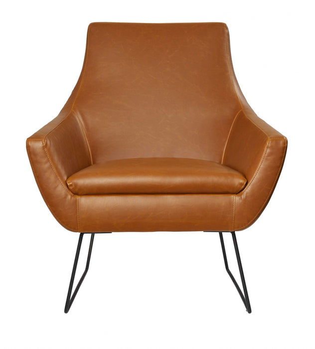 Retro Mod Distressed Faux Leather Arm Chair - Camel