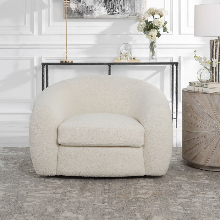 Capra - Art Deco White Swivel Chair