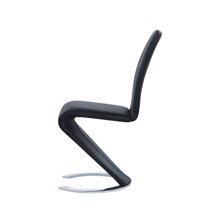 Z-Shape Design Dining Chairs With Horse Shoe Shape Base (Set of 2) - Black