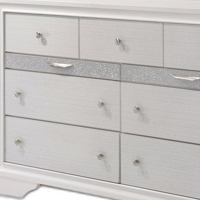Manufactured Wood Nine Drawer Triple Dresser 63" - White