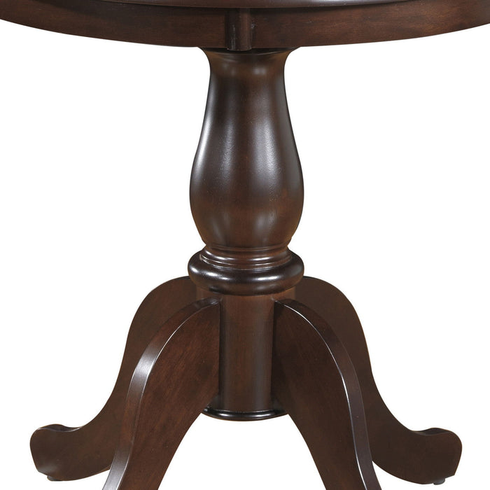 Round Turned Pedestal Base Wood Dining Table 30" - Dark Brown