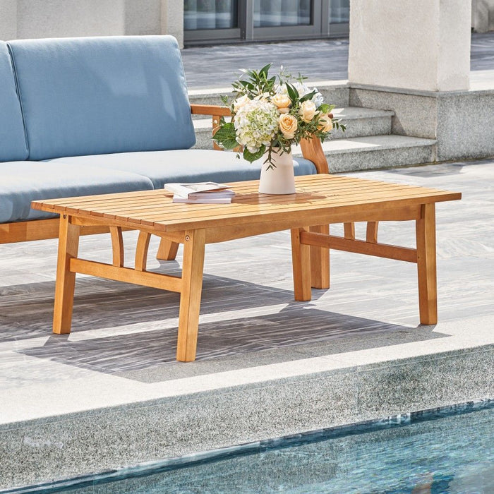 Outdoor Rectangular Coffee Table - Natural Wood