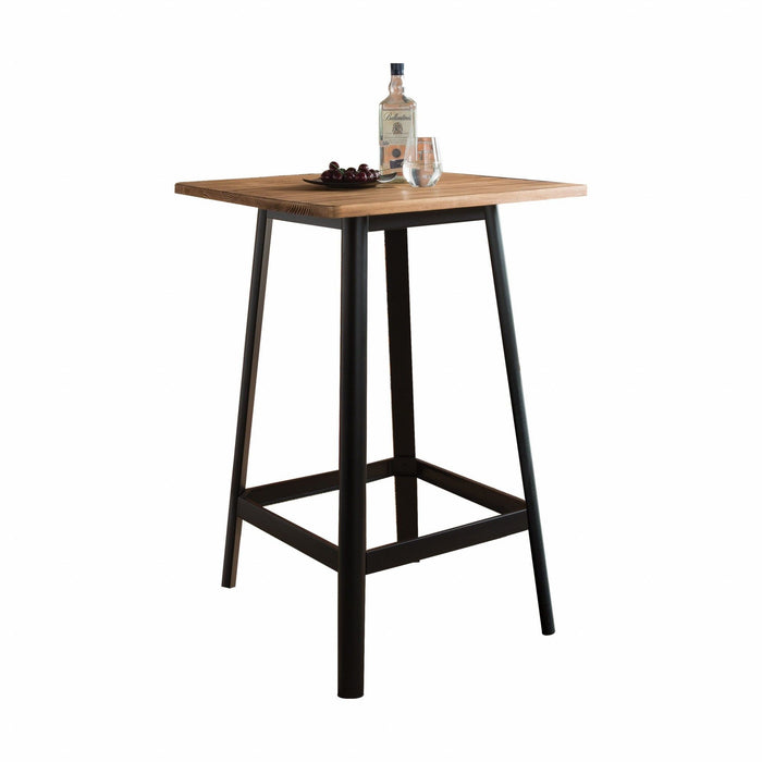 Square High Top Bar Table - Natural And Black