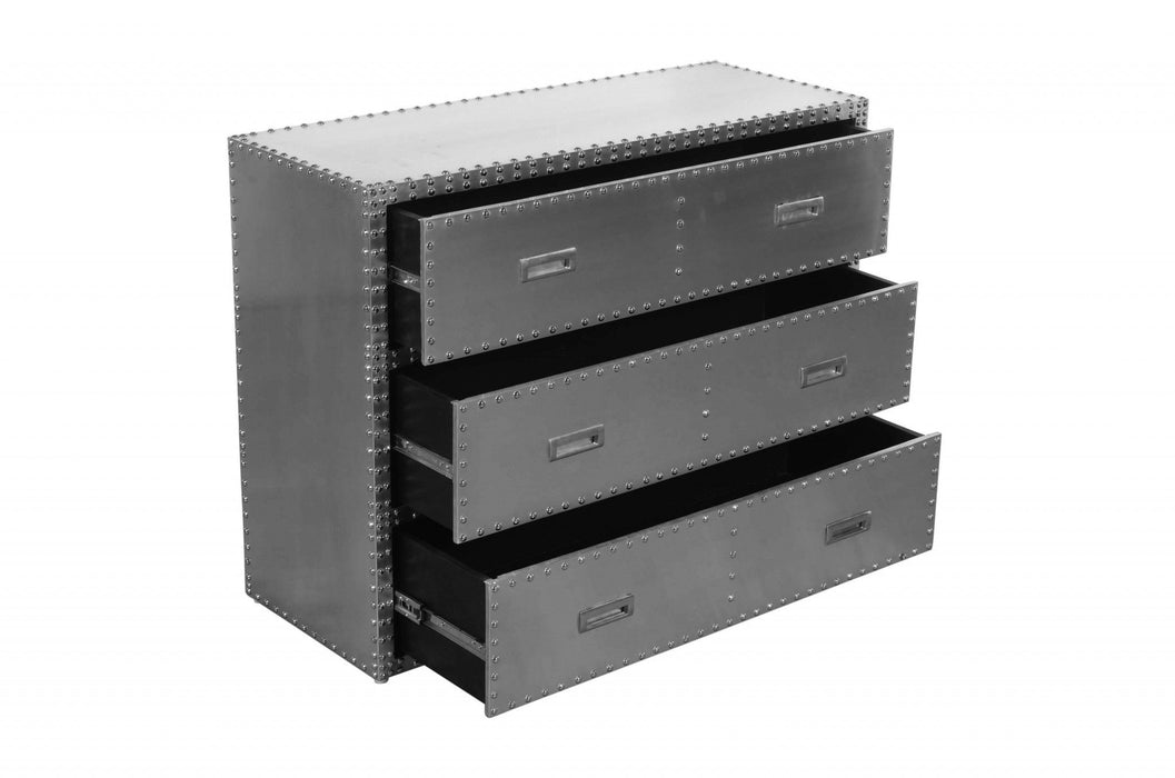 Aluminum Three Drawer Standard Dresser 42" - Silver