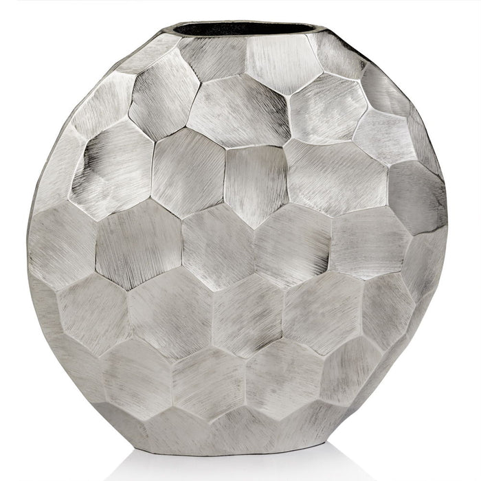 Artistic Rough Silver Round Vase - Pearl Silver