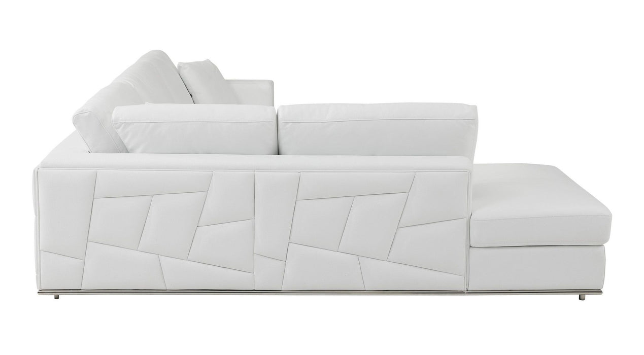White Deco Tufted Italian Leather Modular L Shape Two Piece Corner Sectional