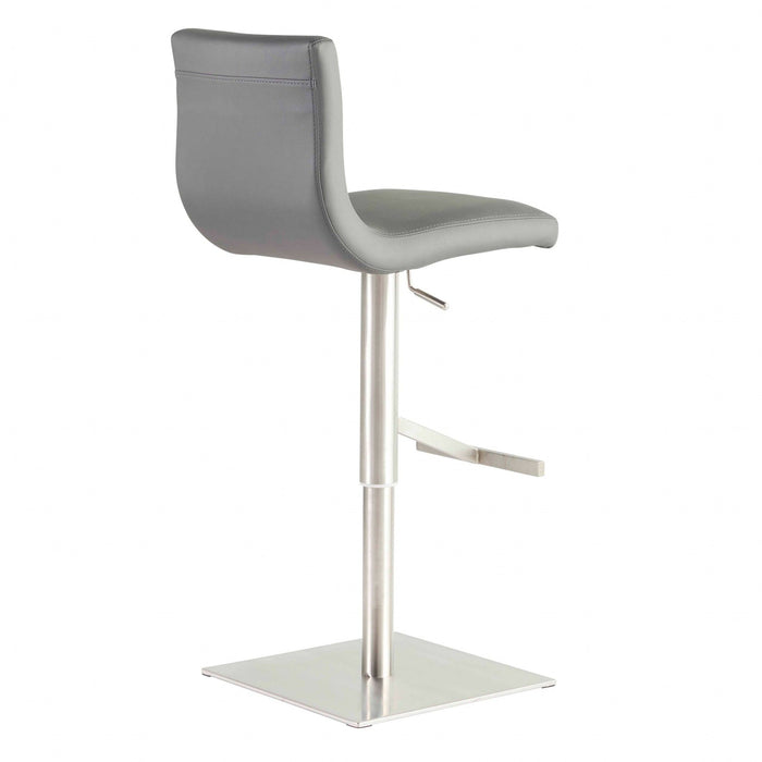 Steel Swivel Low Back Bar Height Chair With Footrest 42" - Gray Silver