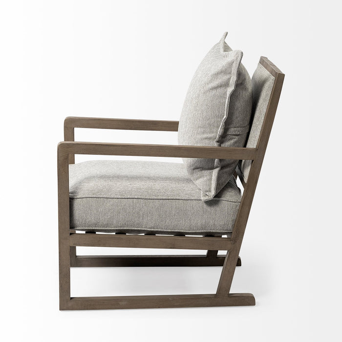 Wooden Accent Chair With Cushions - Ash Gray