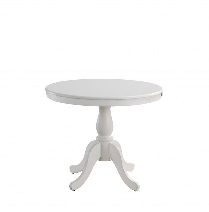 Round Turned Pedestal Base Wood Dining Table 30" - White