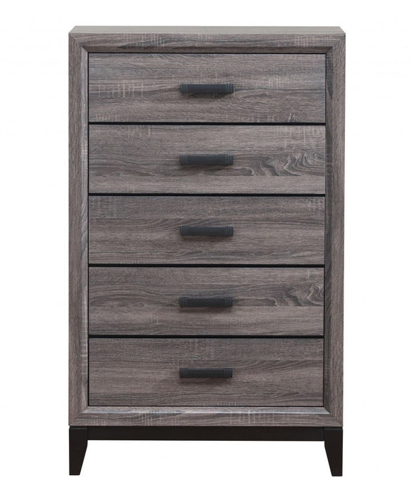 Solid Wood Five Drawer Standard Chest 31" - Gray