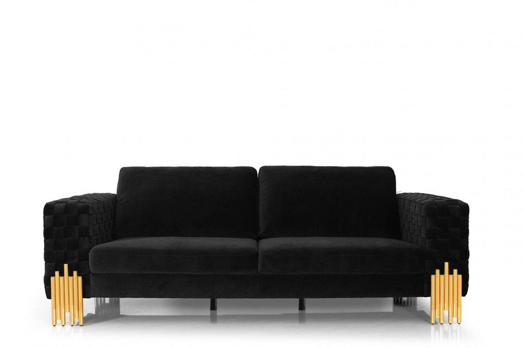 Sofa 95" - Black Velvet And Gold