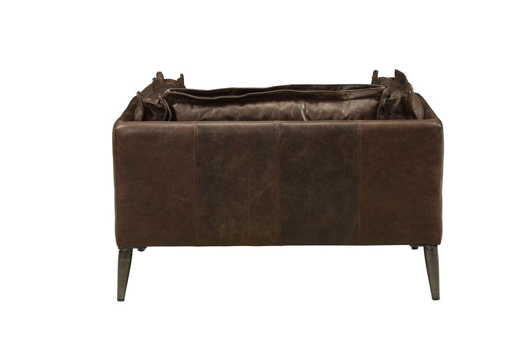 Top Grain Leather And Black Chair And A Half 47" - Distress Chocolate