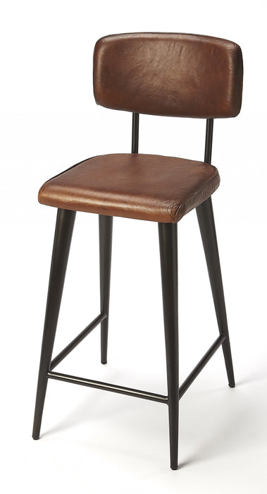Leather Bar Stool -  Brown