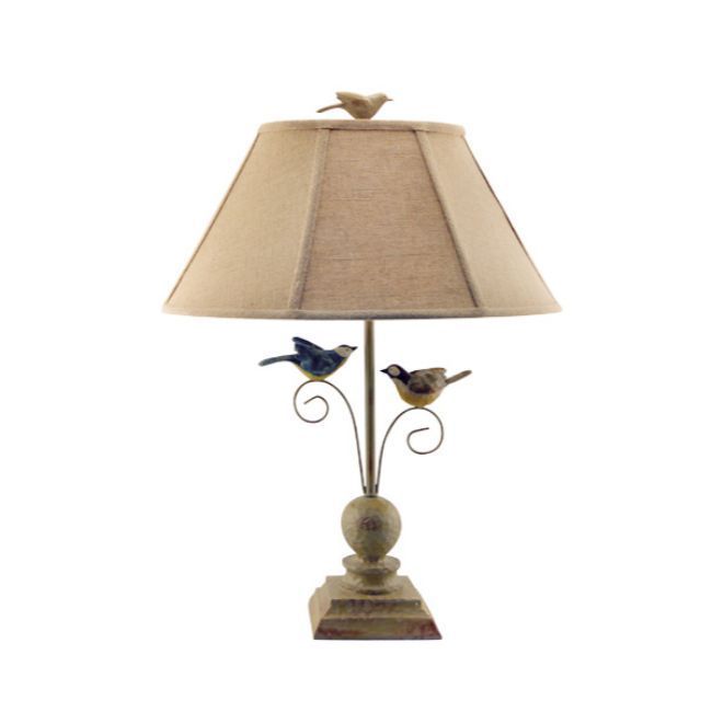Cheerful Table Lamp Base With 3D Colorful Birds - Taupe