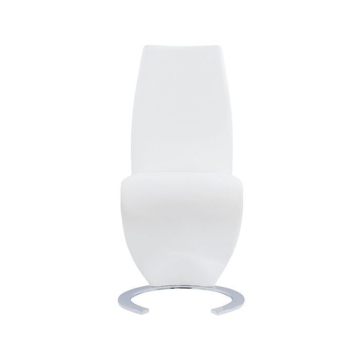 Z-Shape Design Dining Chairs With Horse Shoe Shape Base (Set of 2) - White