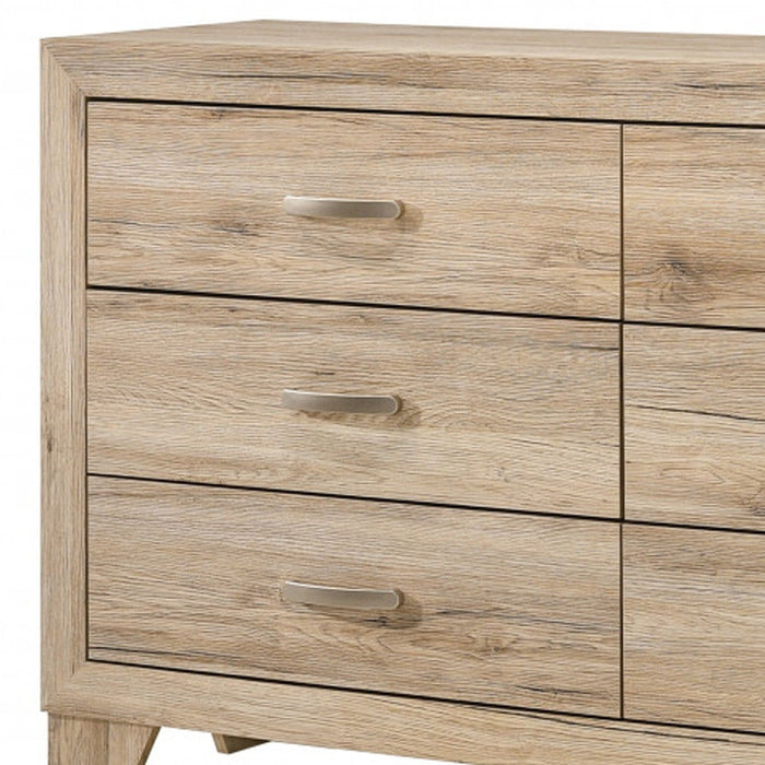 Manufactured Wood Six Drawer Double Dresser 59" - Natural Brown
