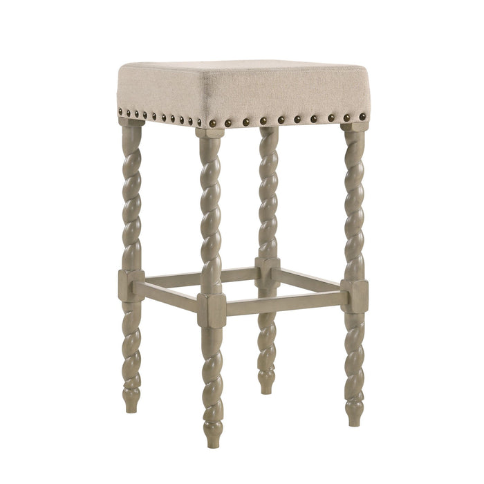 Backless Bar Height Chair With Footrest 30" - Cream And Gray