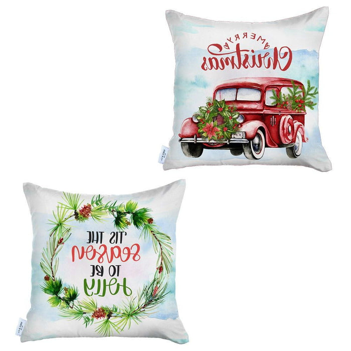 Merry Christmas Tis The Season Thow Pillow Covers (Set of 2)