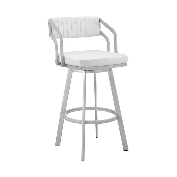 Faux Leather Bar Stool 26" - Timeless White