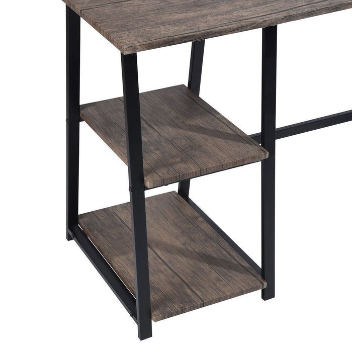 Modern Home Office Computer Table With Storage Shelves - Vintage Brown