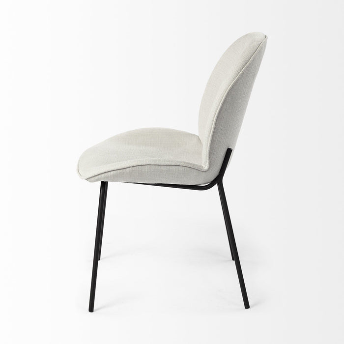 Black and White Flaired Seat Fabric Dining Chair
