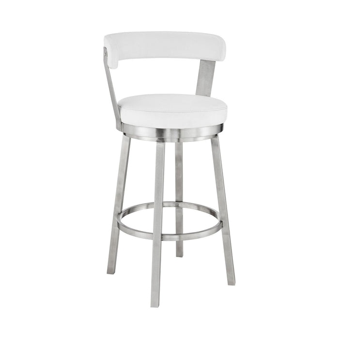 Faux Leather with Stainless Steel Finish Swivel Bar Stool 30" - Chic White