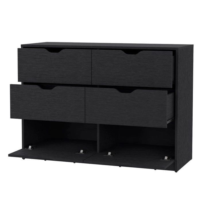 Manufactured Wood Six Drawer Modern Dresser 42" - Black