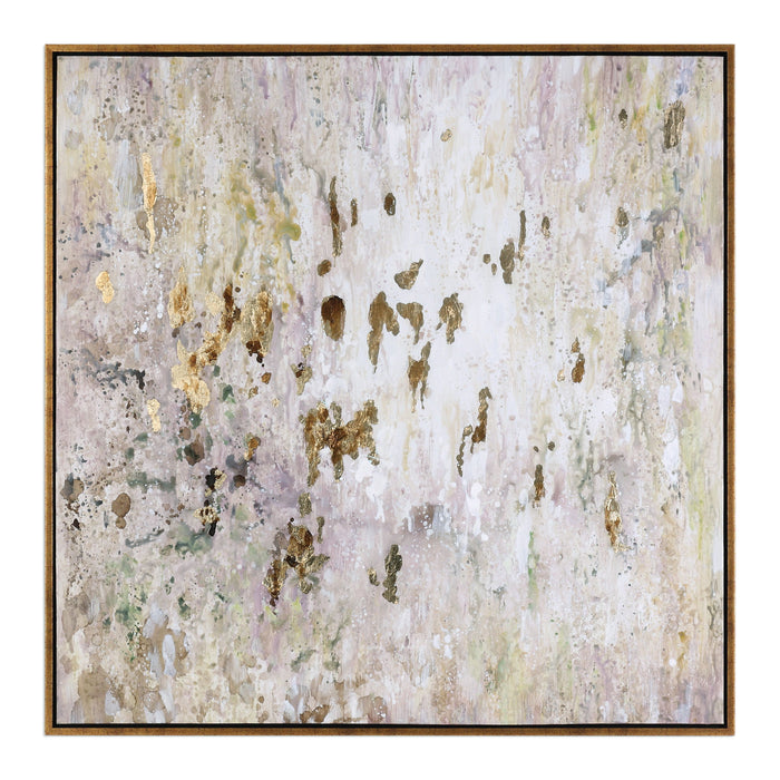 Golden Raindrops - Modern Abstract Art - Beige