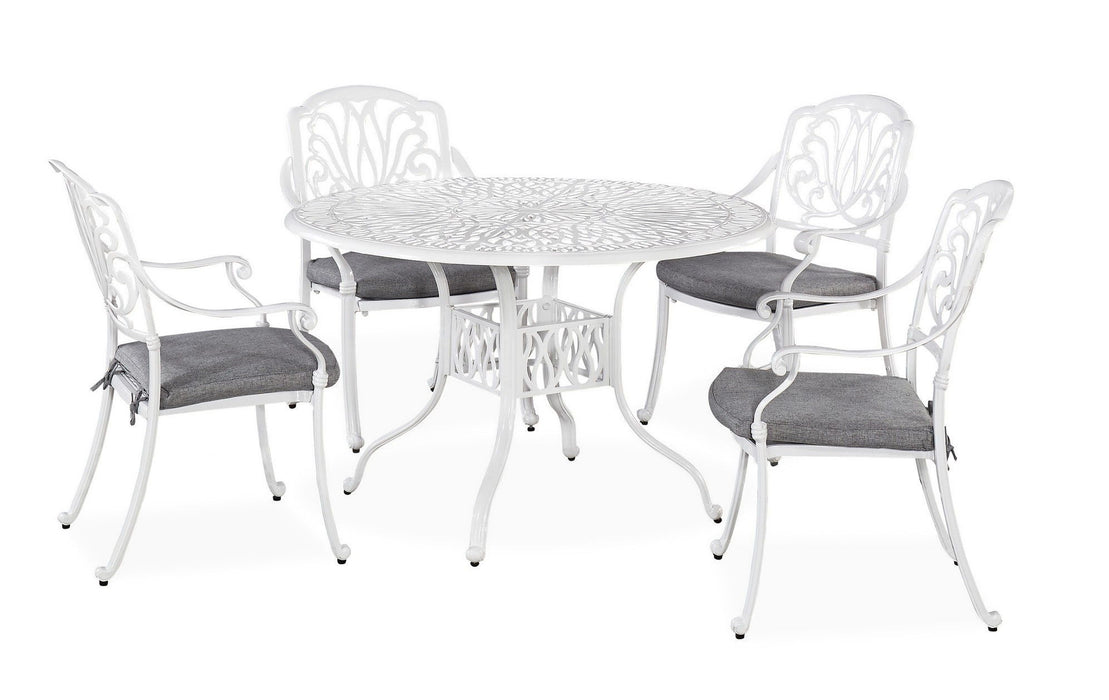 Capri - 5 Piece Outdoor Dining Set - Metal - White - 29.75"