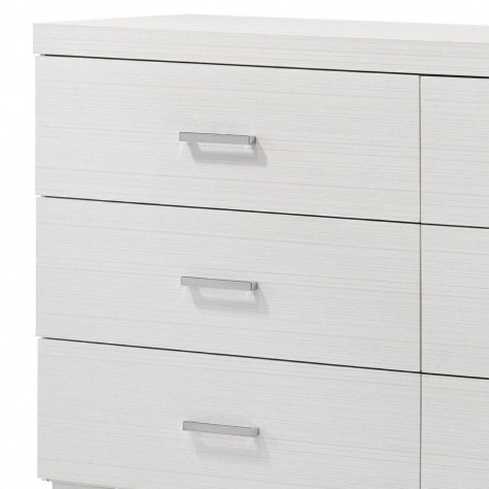 Solid Wood Six Drawer Double Dresser 58" - White