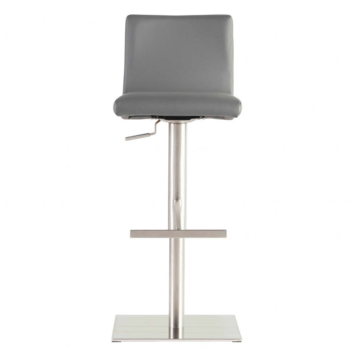 Steel Swivel Low Back Bar Height Chair With Footrest 42" - Gray Silver