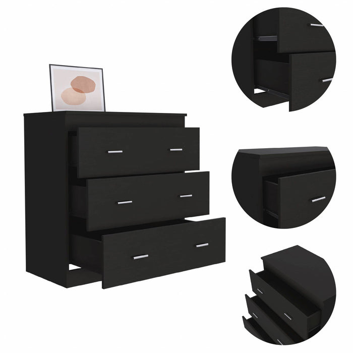 Manufactured Wood Three Drawer Standard Dresser 32" - Black Wengue