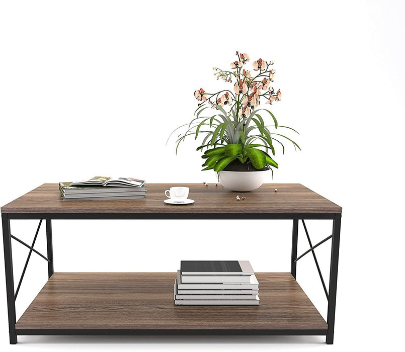 Mod Coffee Table With Shelf - Walnut And Black