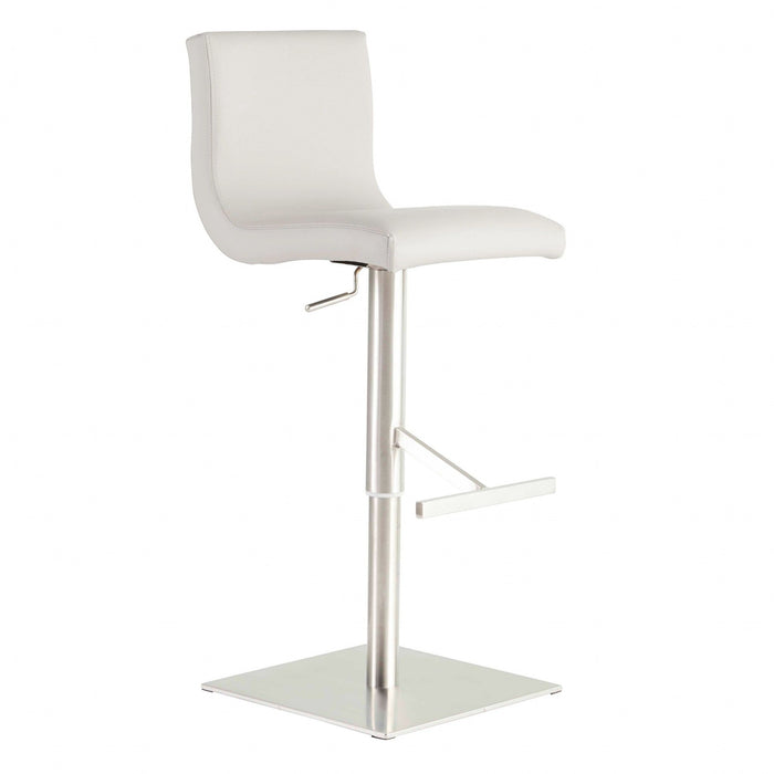 Steel Swivel Low Back Bar Height Chair With Footrest 42" - White And Silver