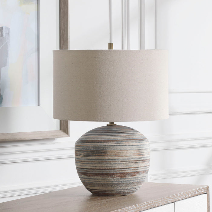 Prospect - Striped Accent Lamp - Light Brown