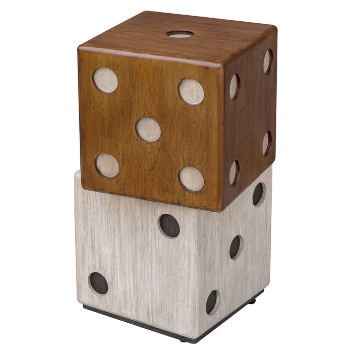 Roll - The Dice Accent Table - Light Brown & Pearl Silver