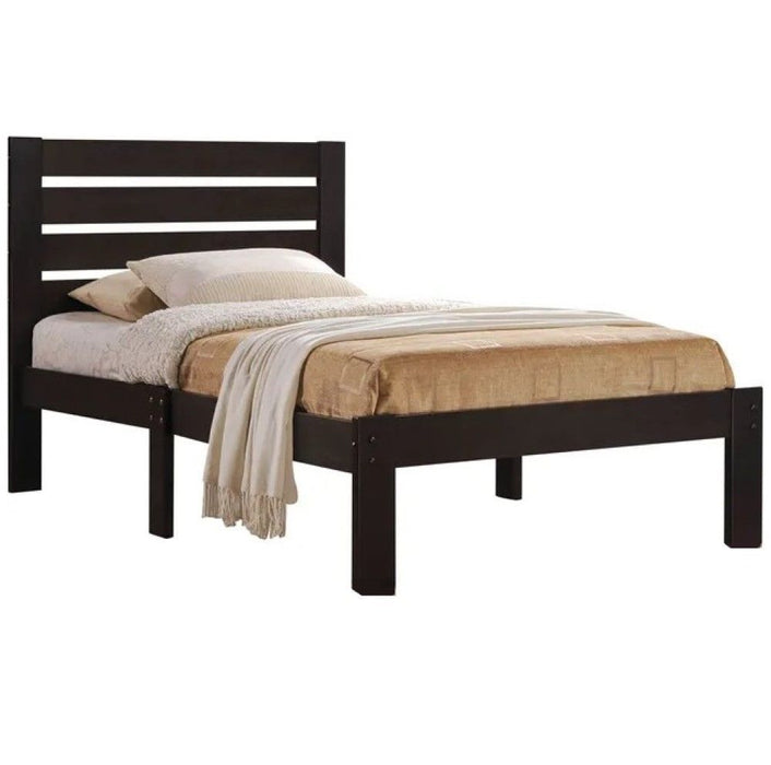 Solid Wood Full Tufted Bed With Mattress - Espresso