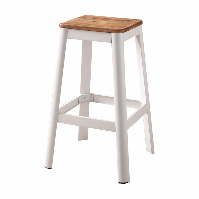 Wood Bar Stool - Contrast White And Natural