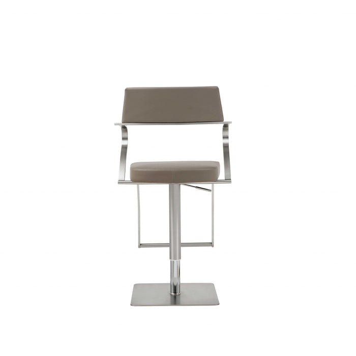 Modern Adjustable Barstool With Arms - Taupe