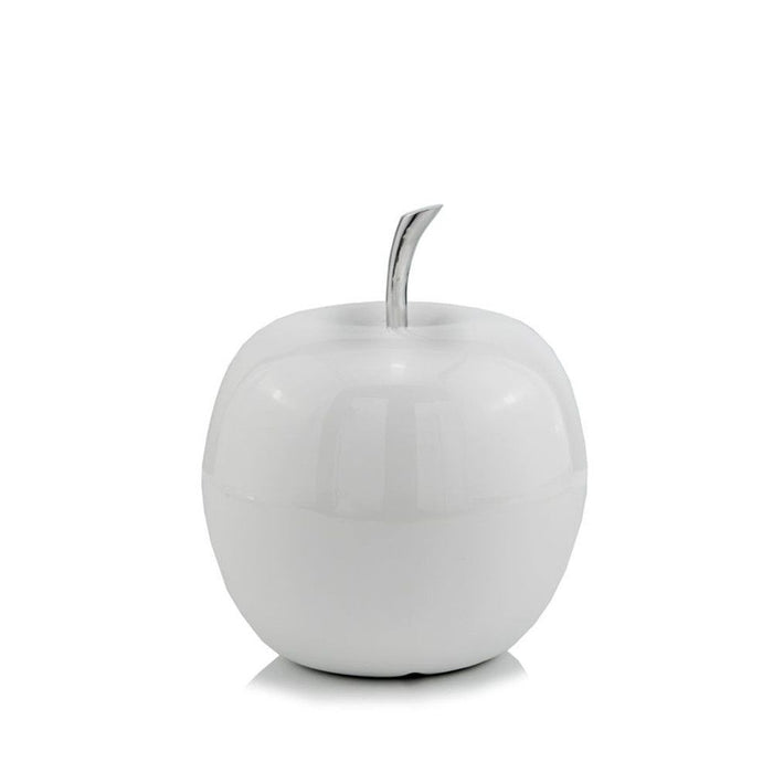 Mini Apple Shaped Aluminum Accent Home Decor - White Coated